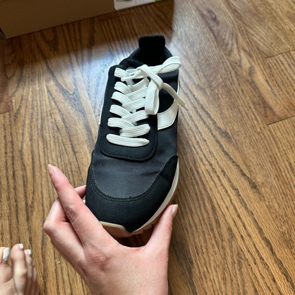 Steve Madden Denney Lace Up Flatform Wedge Sneakers Sporty Black White Shoes S 7 - Picture 5 of 8